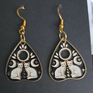 Black and Gold Cat Earrings
